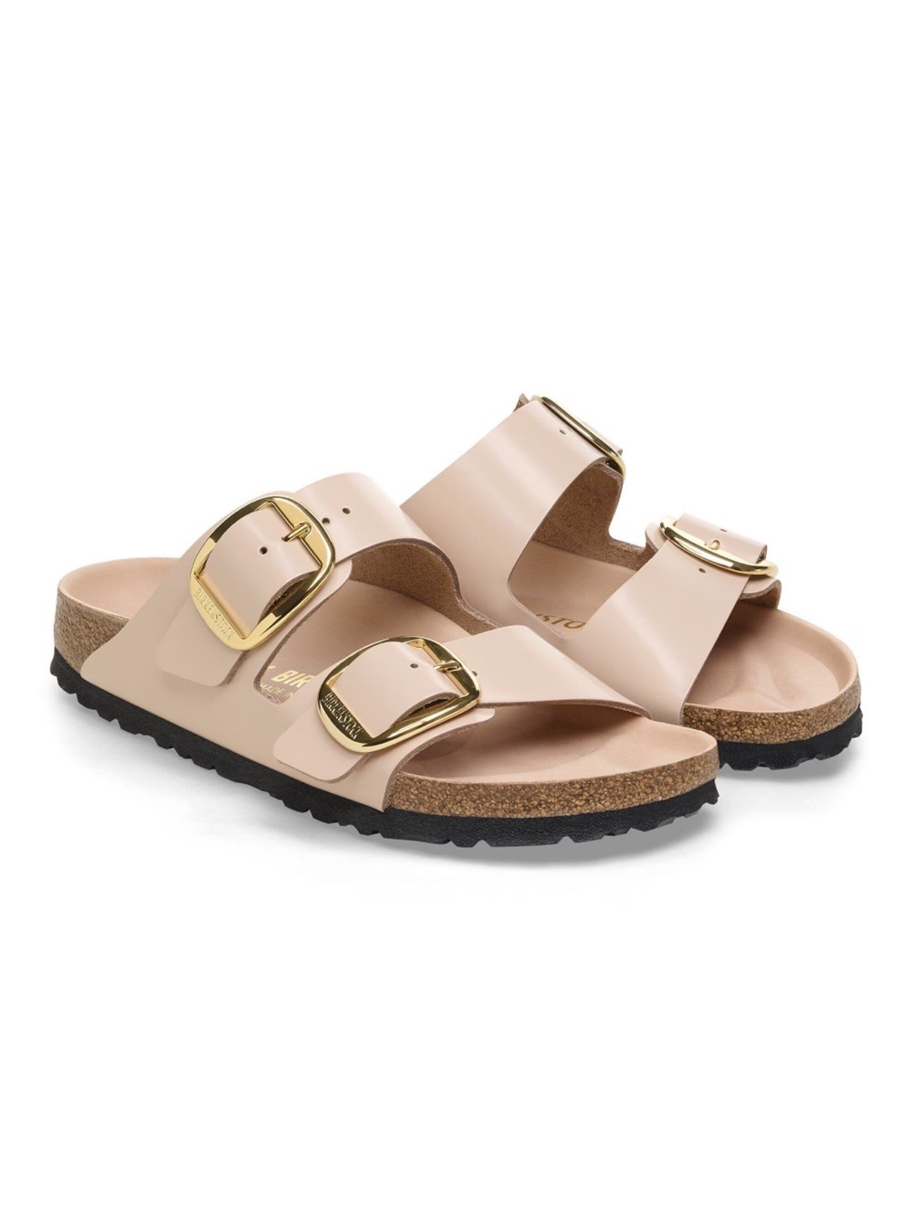 Birkenstock Arizona big buckle in high shine new beige